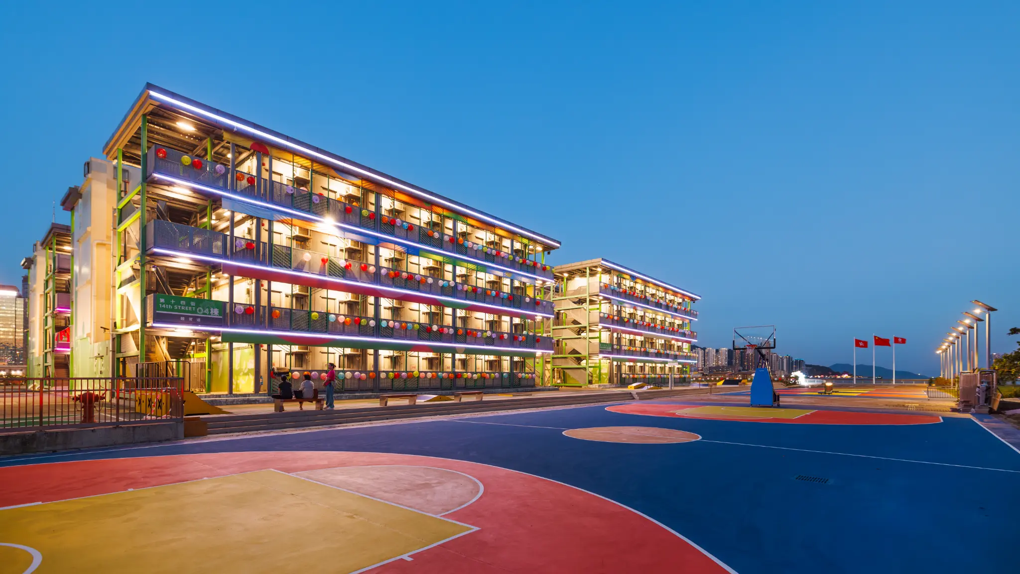 Full building view at night
